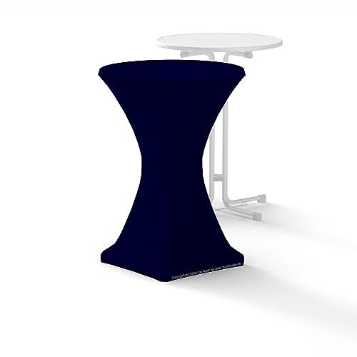 3 x Premium-Stehtischhusse Stretch 80 cm Navy-blau, Hotel Qualität 210g m², mit Öko-Tex Siegel, Verstärkung im Fußbereich für Tische mit Ø 80cm - 85cm Durchmesser