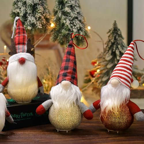 Weihnachtswichtel, 3 Stück ​Weihnachten Deko, Weihnachtsdeko Tisch, LED Wichtel, Christmas deko, Weinachtsdekorationen, Weihnachtswichtel Deko, Zwerg Geschenke für Zimmer Weihnachten Tischdeko
