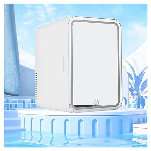 HAZARA RéFrigéRateur De Beauté Portable, 8L,avec Miroir De Courtoisie LED Mini Frigo Chambre, Voiture,Maison,Chaud Et Froid 2 en 1 Petit Frigo Pas Cher, Convient pour Chambre, Dortoir,White