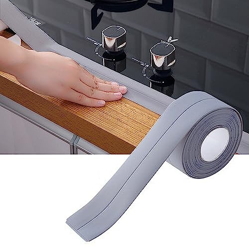 Dichtungsstreifen, Selbstklebend, Wasserdichtes PVC-Dichtungsband, Dekoratives Dichtungsband für Badezimmer, Toilette, Wanne, Küchenarbeitsplatte (GRAY)