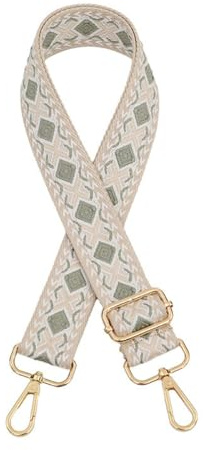 Verstellbar Schultergurt für Taschen Damen & Herren,3,8cm Breiter Diamant Schultergurt,Längenverstellbarer 75-130cm Schulterriemen,für Handtaschen Tragetaschen,Goldene Schnalle,Khaki Matcha Grün