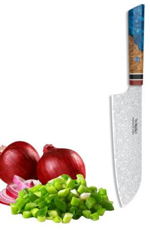 Recamania Cuchillo Cocina Profesional TOKYSU - Cuchillos Cocina Japones SANTOKU de Acero DAMASCO 67 capas 19,5