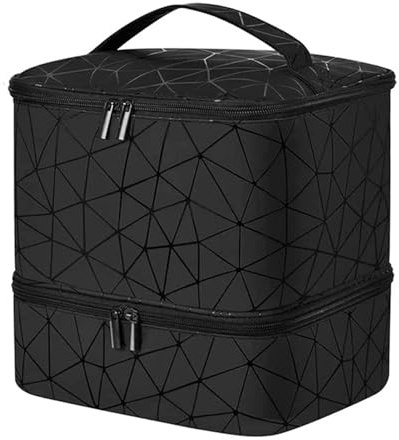 Nagellack organiseringsfodral, nagellack arrangör 30 flaskor, dubbellagerdesign nagellack förvaring, nagellack hållare bärväska, nagellack fodral förvaringslåda, Svart, 1 count (Pack of 1), Unisex