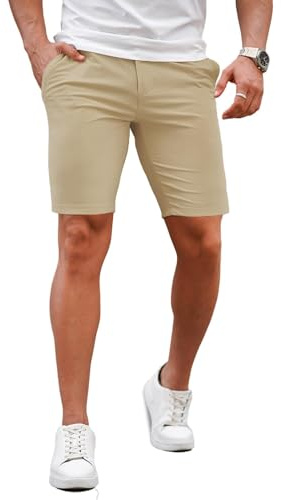 Pantalones Cortos Skinny para Hombres Verano Elástico Chino Shorts Ajustados Informales Kaqi 30