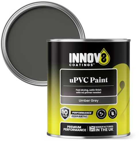 UPVC Paint 750ml - Umber Grey - Satin Finish - No Primer Needed - Fast Drying - For Doors, Windows, Conservatories - Interior/Exterior - 10 Yr Durability - Pro Quality for Plastic & uPVC.