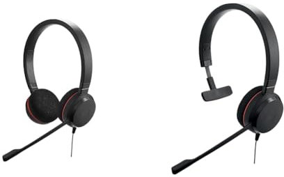 Jabra Evolve 20 Stereo Headset – Microsoft Certified Headphones for VoIP Softphone & Evolve 20 Mono Headset – Microsoft Certified Headphones for VoIP Softphone