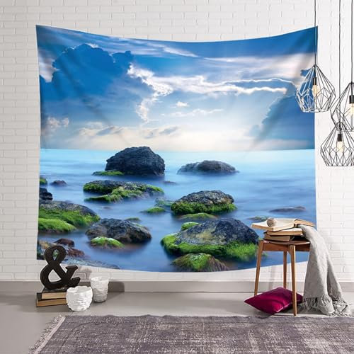 Musihy Landschaft Wandteppich, Wandteppich Klein Natur Ozean-Wunderland Wanddeko für Schlafzimmer Wohnzimmer Wohnheim | 150x130cm