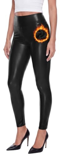 Zilams Leggings Simili Cuir Taille Haute Sexy Femme Pantalon PU Push Up | Stretch Slim Collants Leggings,Scrunch Butt