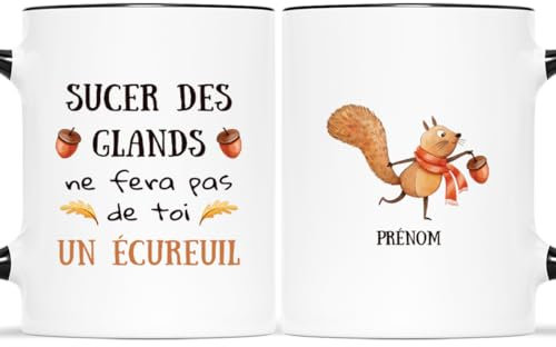 𝗖𝗔𝗗𝗘𝗔𝗨 𝗣𝗟𝗨𝗦 Mug Personnalisé Prénom - Sucer des Glands - Tasse a cafe Humour, Mug Drole, Tasse Humoristique, Mug Rigolo Femme, Mug Drole Homme, Mug Humour Femme, Mug Rigolo Homme