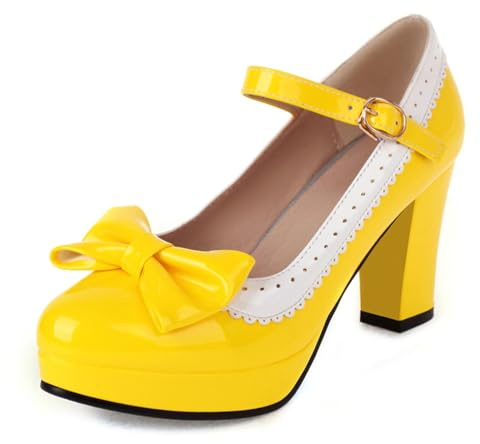 FOREADA Lolita Bow Platform High Heel Women Rockabilly Mary Jane