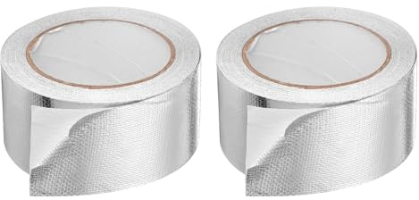 sourcing map 2pcs Heat Shield Tape 2.17 x 65.6 Ft Waterproof Sunscreen Sound Insulation High-Temperature Resistance Silver Aluminum Tape Thickness for Automotive Repairs