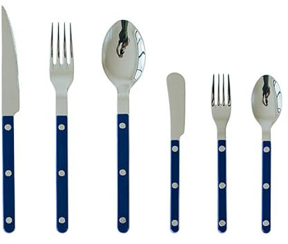 Ensemble de couverts en argenterie, 6/24/36/48/60/72 pièces, ensemble de couteaux, fourchettes et cuillères à manche en acrylique bleu, service de table en acier inoxydable pour steak, hôtel, restaura
