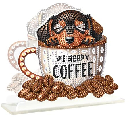 DCIDBEI Diamond Painting Serviettenhalter 15x15cm Diamant Malerei Servietten Halter Papier Serviettenhalter Handtuchhalter Serviettenspender Küchenarbeitsplatten Esstische Picknicktische Hund Kaffee