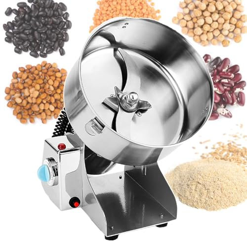 pealiritansemen Commercial Grain Grinder Mill, Stainless Steel Electric Spice Nut Grinder For Kitchen, 60-350 Mesh Crushing Degree, 2500g Capacity, Pure Copper Wire Motor