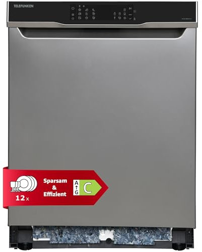 Telefunken Unterbau-Geschirrspüler | Spülmaschine 60 cm | 12 Maßgedecke | 9 Programme | AquaStop - Schutz vor Wasserschäden | Auto-Door | leise 44 dB | inkl. Besteckkorb | G-EU-6014-C-I