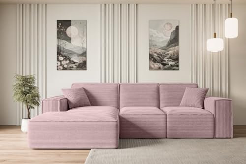 ALTDECOR Ecksofa in L-Form Corner Sofa Bett Eckcouch Couch Wohnlandschaft Cauchsofa Serra-L - 266x169x80 cm Rosa