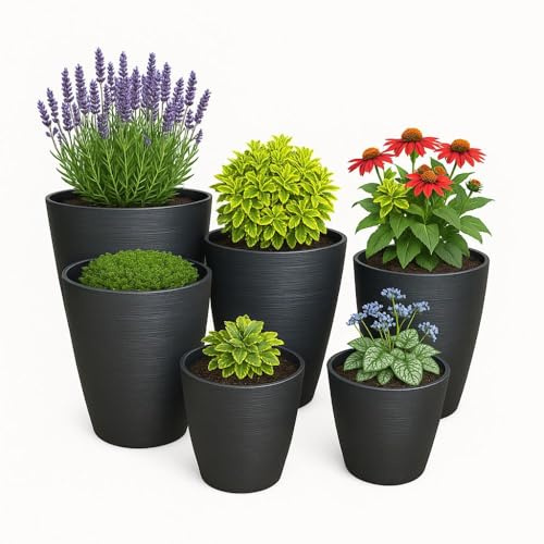 Gardening Naturally Dark Grey Plant Pot – Contemporary Brushed Grey Planter for Indoor and Outdoor Use Milan (Extra Large)