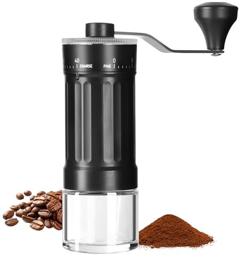Molinillo de café manual externo ajustable con ajuste de alta precisión en 40 niveles, mecanismo cónico de cerámica, cuerpo de molinillo de café ABS