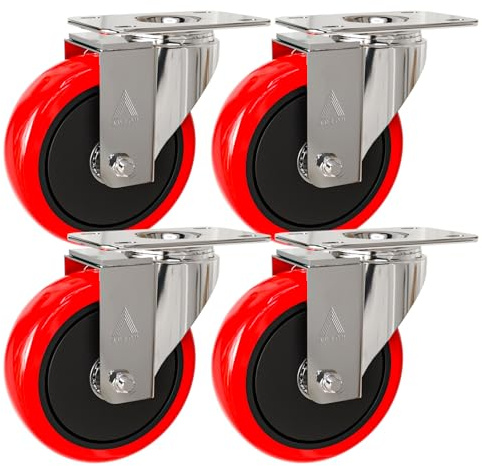 Auroh Set di 4 ruote girevoli grandi da 100 mm – 600 kg, in polipropilene resistente, set di 4 ruote silenziose per mobili (confezione da 4 senza freni)
