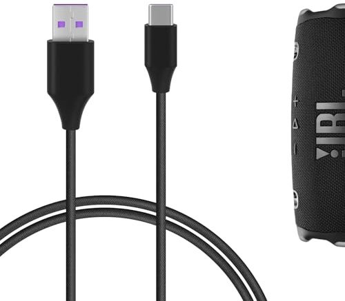 Geekria USB-Audiokabel kompatibel mit JBL CHARGE 6 Lautsprecher, Audioübertragung & Laden, USB-C-Ersatzkabel, für Computer, Laptops, PC, robustes Nylon, 4ft/120cm