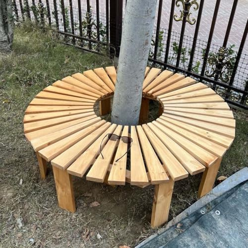 Trädgårdsbänk, utomhusbänkar Väderbeständig Slitstark Sittsäte, Halvcirkelformad trädbänk för Patio Park Backyard, Front Veranda(Half Round)