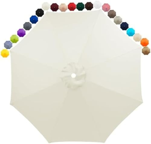 8 Ribs Replacement Parasol Canopy, 2m 2.3m 2.5m 2.7m 3m 3.5m Parasol Replacement Cover,Cream White,2.5 M_CANOPY ONLY