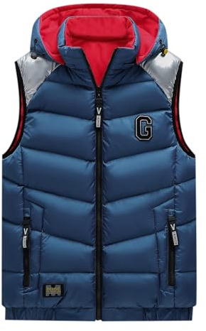 DUHENWU Chaleco para hombre con capucha, cálido, sin mangas, chaleco para hombre, chalecos para hombre, chaleco acolchado, chaleco de plumón, chaleco para hombre al aire libre, chaleco de plumón