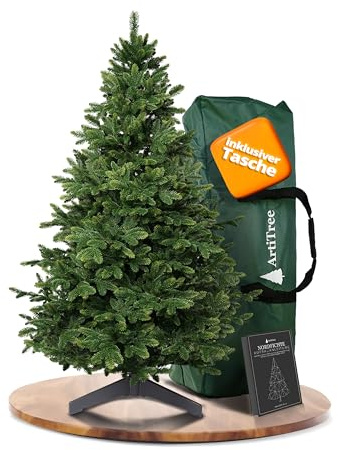 ArtiTree Künstlicher Weihnachtsbaum 180 cm – 100 % Spritzguss Nordmanntanne | Premium Tannenbaum naturgetreu inkl. FSC-Holzständer & Aufbewahrungstasche