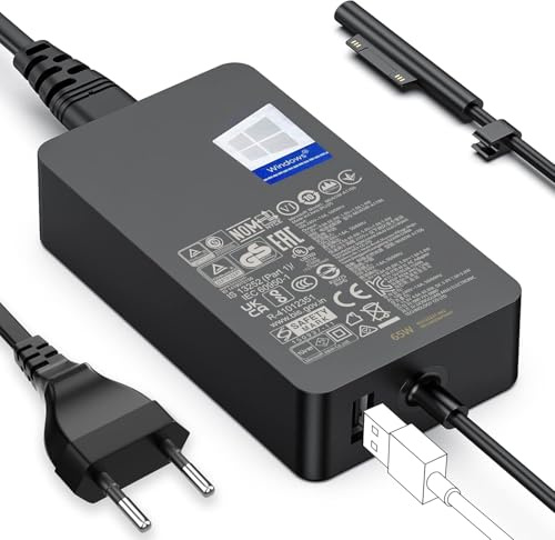 65W Chargeur Surface Pro, Compatible avec Microsoft Surface 65W 44W 39W 36W | pour Microsoft Surface Pro 11/10/9/8/7/6/5/4/3, Surface Laptop 7/6/5/4/3/2/1, Surface Go 4/3/2/1, Surface Book 3/2/1
