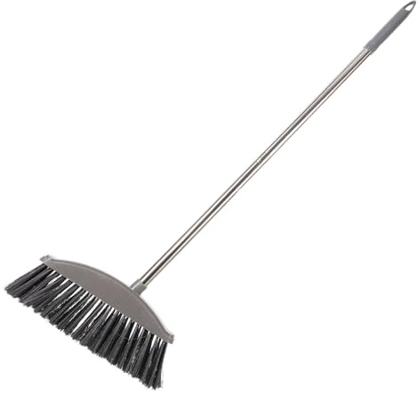BIUDECO Stainless Steel Long Handle Broom Thick Bristle Floor Wiper for Indoor Outdoor Cleaning Home Kitchen Office Garbage Wiper Brush Compact Easy Storage