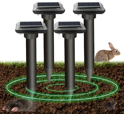 YOUKK Repellente ultrasuoni per talpe(4 Pezzi), Solar Maulwurf Vertreiber Wühlmausschreck,Ultraschall Maulwurfschreck für Vertreiben Wühlmäuse,wühlmäuse vertreiben