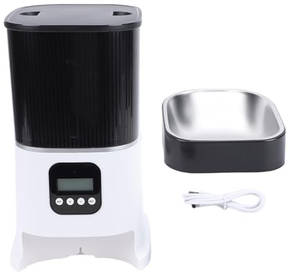Nurnesy Automatischer Katzenfutterspender mit 6 L Fassungsvermögen – LCD-Display, Tastensteuerung, Zeitgesteuerter Katzenfutterspender für Zuhause