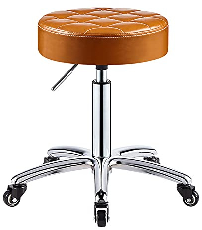 Justerbar rullpall med hjul – rygglös stol i PU-läder, hydraulisk svängbar höjd för spa, salong, kontor, tatuering, hem, bilbutik