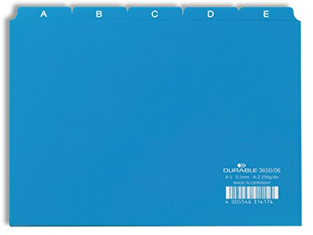 Durable 365006 Ledkort A-Z A5L, blå