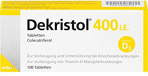 Dekristol, 400 I.E, Tabletten, für Vitamin-D-Mangel und Knochen, 100 Stück | Vitamin-D-Mangel und Knochen, Vitamin D3, 400 I.E, Tabletten, Packungsgröße: 100 Stück