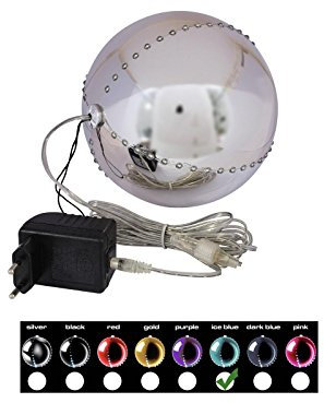 EUROPALMS LED Snowball 15cm, eisblau | Hochwertige Kunststoffkugel mit vier vertikal umlaufenden LED-Reihen