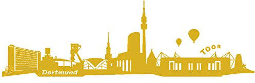 Samunshi® Wandtattoo Dortmund Skyline + Stadion 170 x 51cm goldmetalleffekt