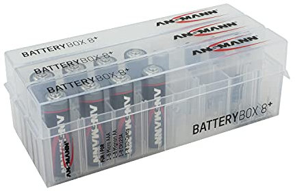 ANSMANN caricabatterie Premium per 8 pile AA stilo AAA Micro batterie e batterie (3 Pack) scatola di protezione e il trasporto