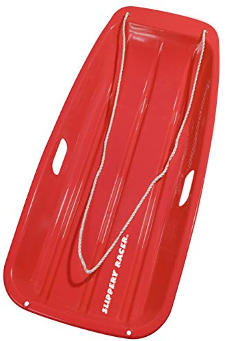 Slippery Racer Downhill Sprinter Flexible Kids Toddler Plastic Cold-Resistant Toboggan Snow Sled with Pull Rope and Handles -35 Inch (RED, 1 Pack)