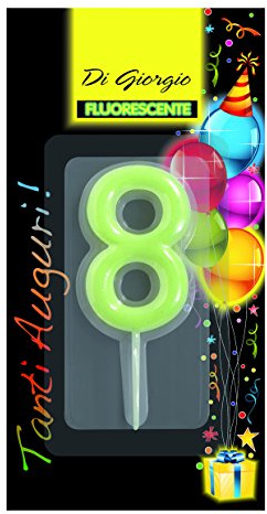 Cereria de Giorgio 5426 _ 68 vela de cumpleaños número 8 fluorescente con soporte