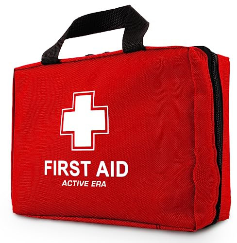Active Era Kit Pronto Soccorso Premium 220 Pezzi. Include Kit Lavaggio Oculare, 2 x Ghiaccio Pronto Uso e Coperta di Emergenza. Per Casa, Ufficio, Auto, Roulotte, Luogo di Lavoro, Viaggi e Sport