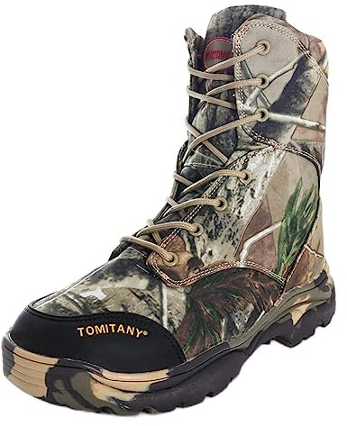 LiliChan Outdoor High-Top da Uomo Allacciatura Impermeabile Stivali da Trekking Tattici Camuffamento da Caccia (43 EU, Camuffamento)