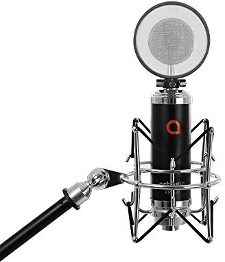 Artesia AMC-20 Studio micrófono condensador de diafragma grande con soporte de choque + filtro pop y cable XLR de 8 pies