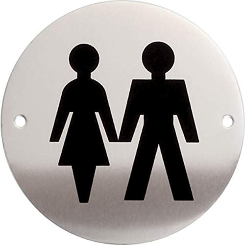 iGadgitz Home U7028 - Aluminium Toilet Sign, Unisex - Silver with Black Logo