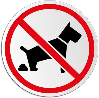 Señal Prohibido Cagadas de perro | Aluminio solvente y Resistente a los Rayos UV Ø 100 mm autoadhesivo