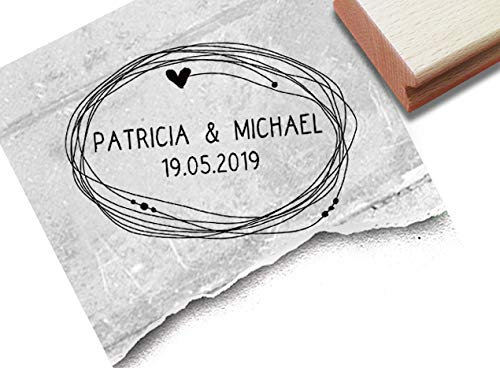 Stempel Individueller Hochzeitsstempel personalisiert mit Namen und Datum, Namensstempel zur Hochzeit Einladung Geschenk Tischdeko - zAcheR-fineT