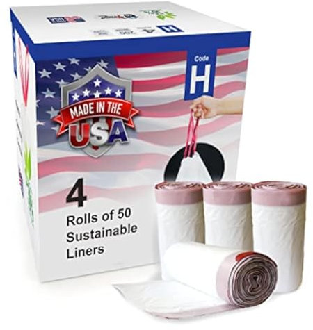 Compatible with Code H - 200 Count Durable Custom Fit Plastic Trash Bags w/Drawstring - 30-35 Liter/ 8-9 Gallon Trash Cans - Made in USA