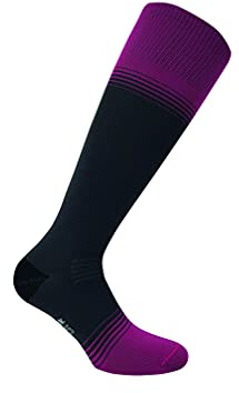 Eurosock ECO Ultralight Silver Ski Socks for Men and Women - Ribbed Elasticated Cuffs and Toe Cushioning High Performance Socks Charcoal/Pink XS (US Women's Shoe 4-5)