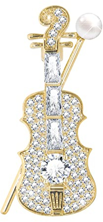 KristLand Geige Brosche Modische Musikinstrument Brosche mit Funkelnden Zirkonia Steinen Perlen Corsage Art Deco Brosche Geburtstag Party Geschenkbox Männer Frauen