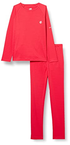 Dare 2b Elate II Basisschicht-Set für Kinder – bequeme, weich gebürstete Thermo-Unterwäsche, schnell feuchtigkeitsableitend und schnell trocknend mit antibakterieller Geruchskontrolle,rot(pink)116